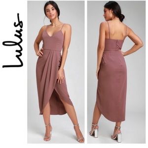 Lulu's Reinette Mauve Purple Midi Dress Size Medium NWT